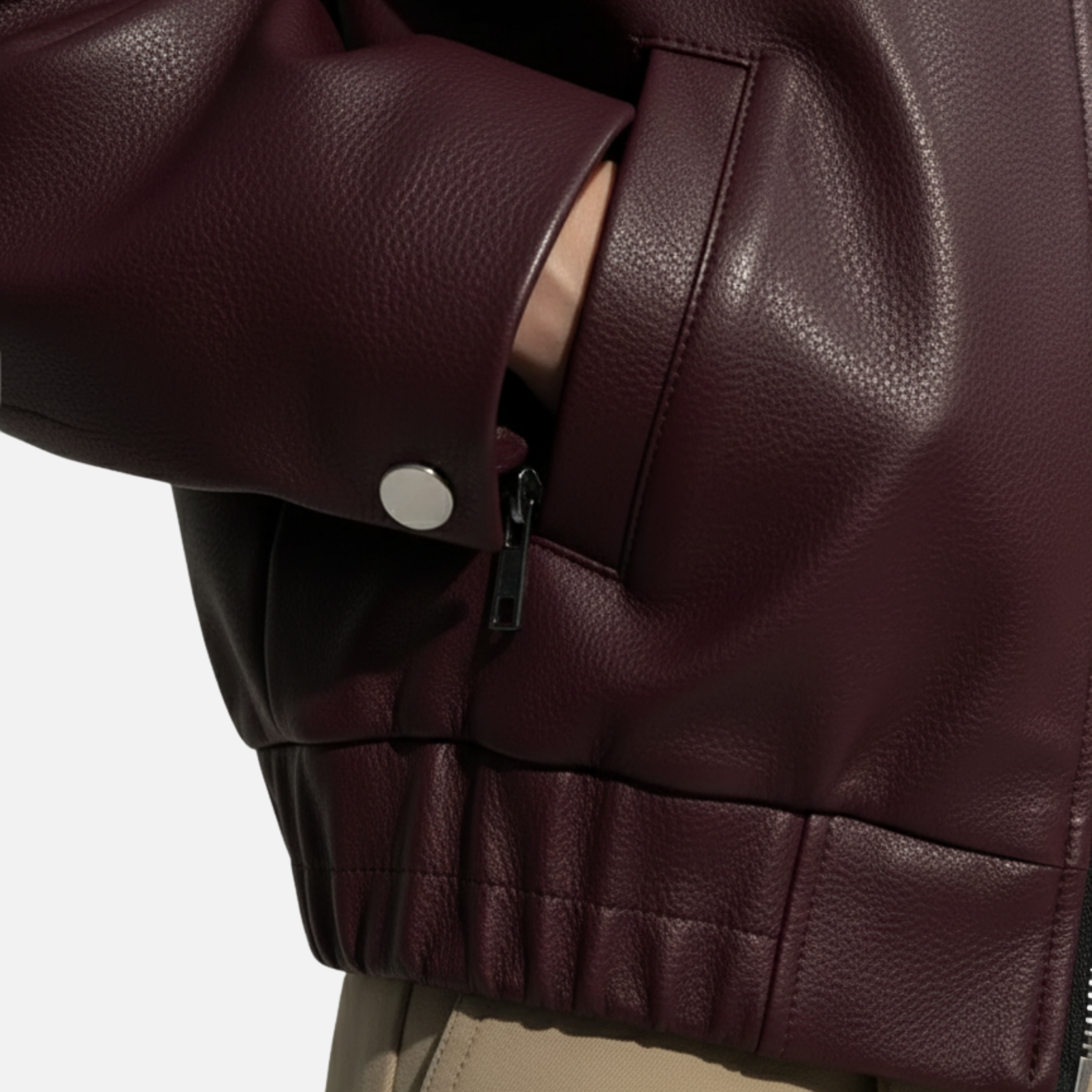 Woverley | Chic Faux Leather Long Sleeve Bomber Jacket for Women