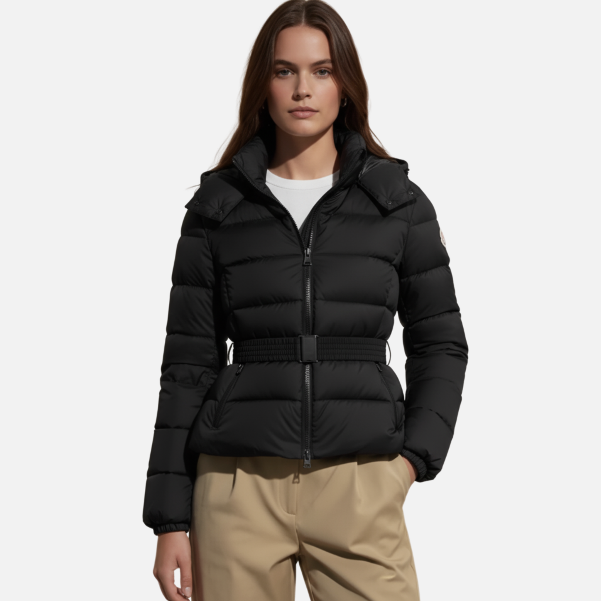 Woverley | Women's Belted Water-Resistant Puffer Jacket – Elegant Style
