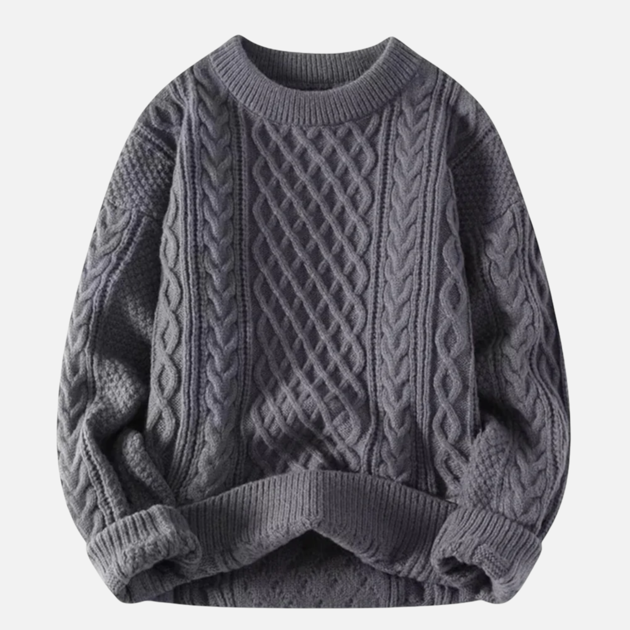 Woverley | Women's Cable Knit Wool Sweater – Elegant Round Neck Design