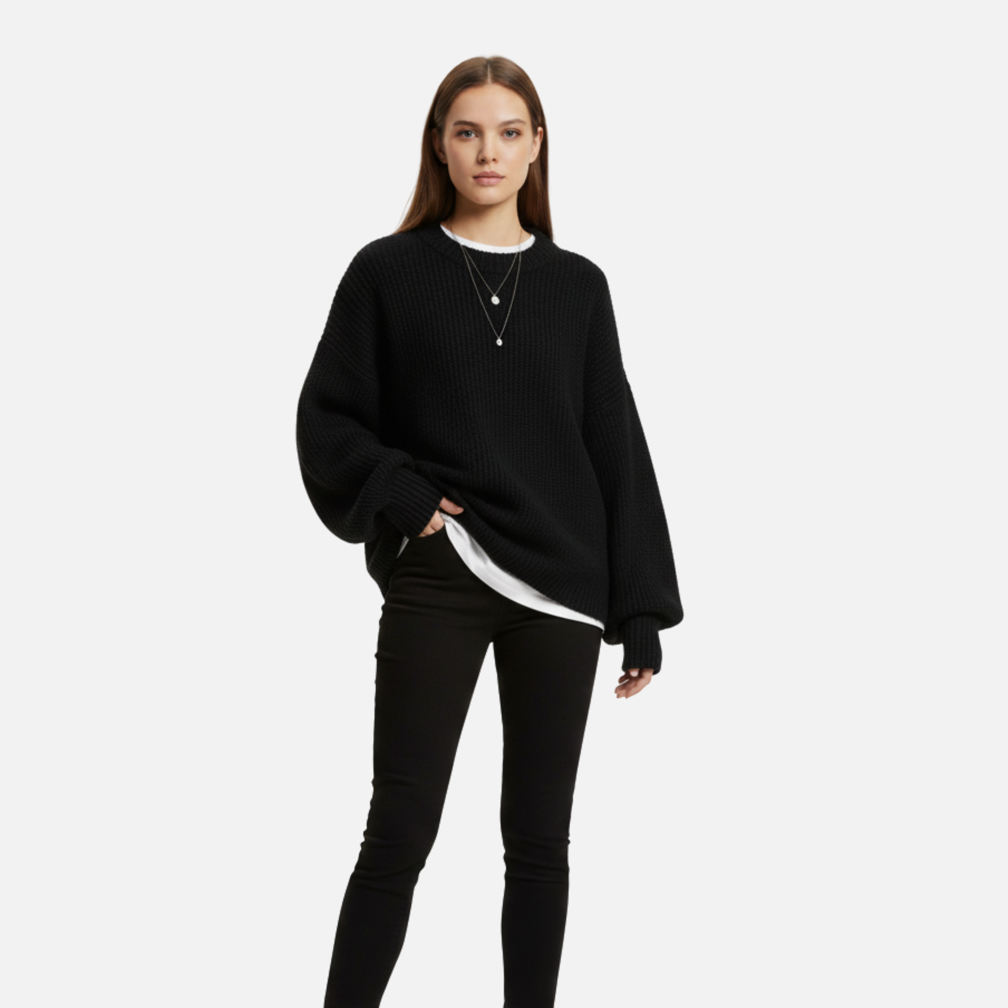 Woverley | Women's Sweater with Dropped Shoulders and Long Sleeves