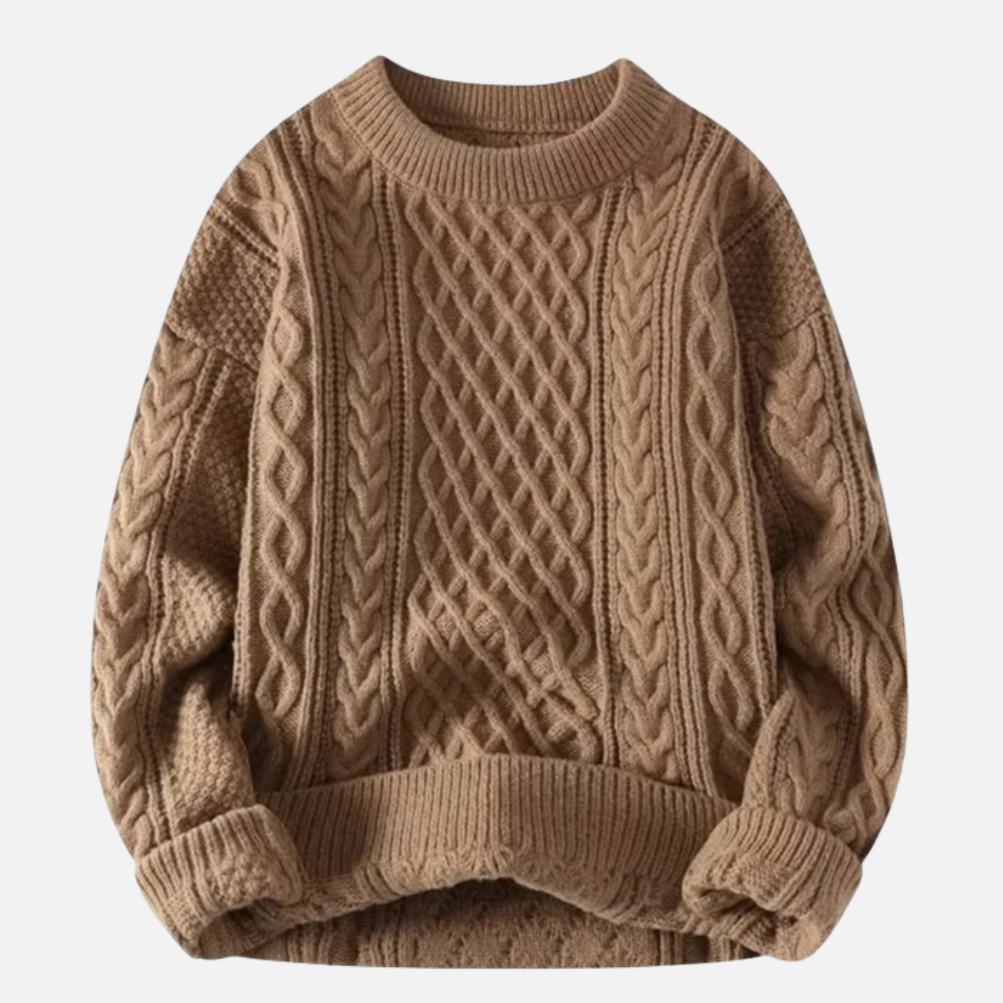 Woverley | Women's Cable Knit Wool Sweater – Elegant Round Neck Design