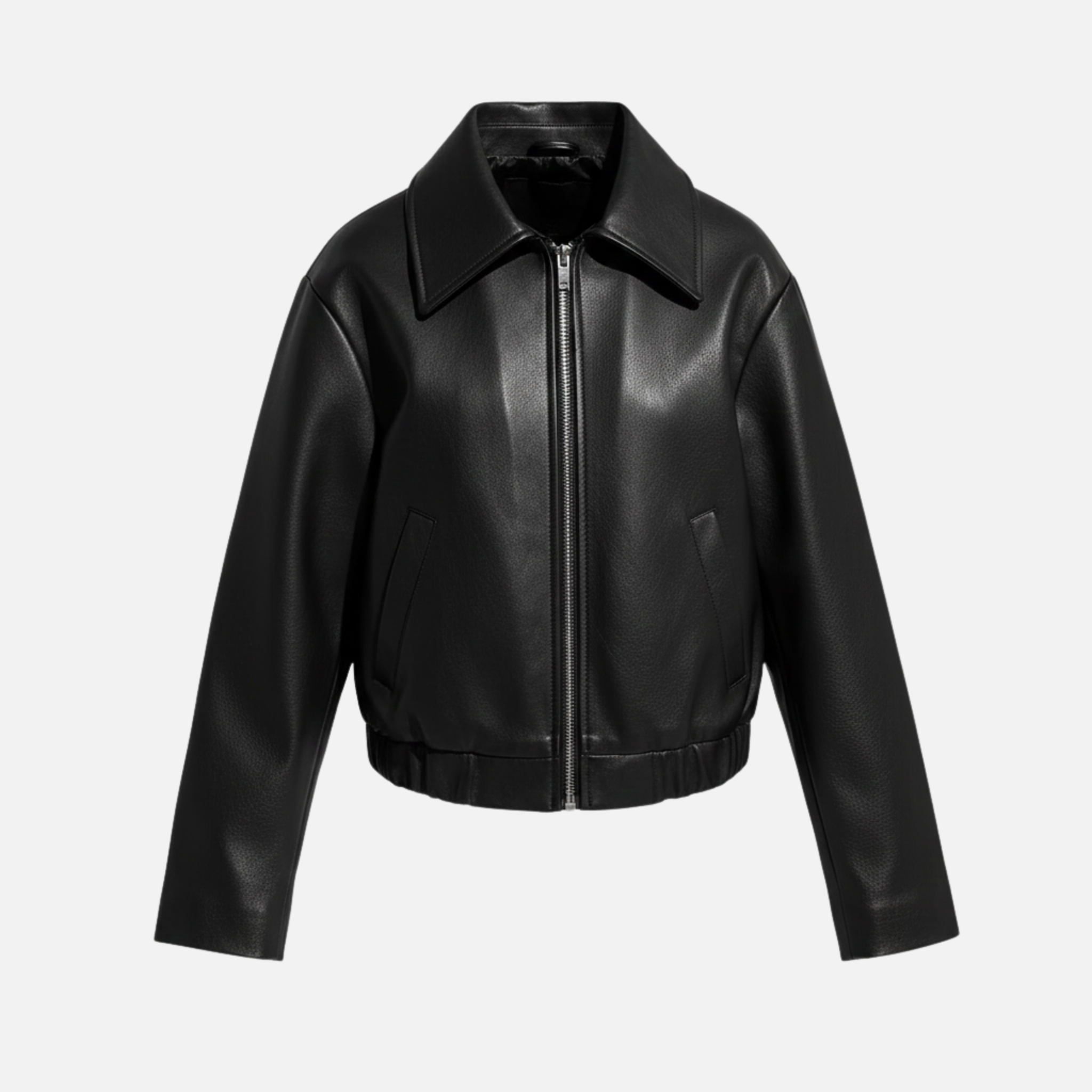 Woverley | Chic Faux Leather Long Sleeve Bomber Jacket for Women